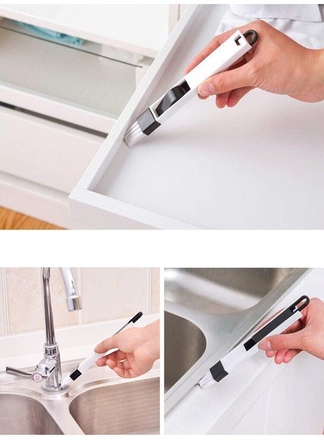 MEZON فرشاة تنظيف متعددة الأغراض من البلاستيك من ميزون للمطبخ والحمام والأبواب والنوافذ، فرشاة صغيرة لتنظيف أخاديد لوحة المفاتيح مع جاروف وفرشاة للشقوق (أسود-أبيض) - Image 5